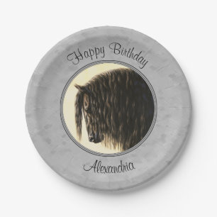 Friesian Draught Horse Silver Grey Paper Plate