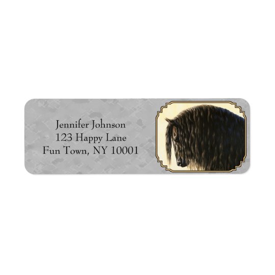 Friesian Draught Horse Silver Grey Return Address Label