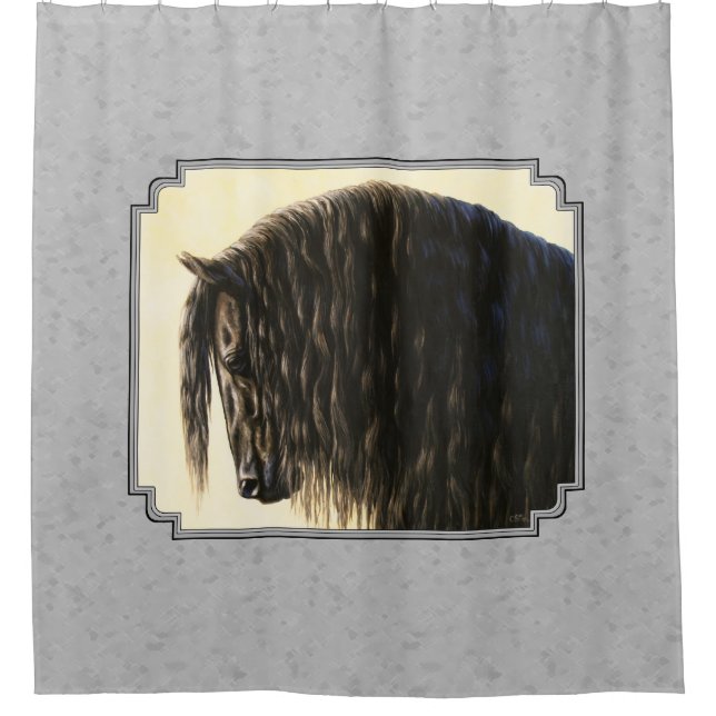 Friesian Draught Horse Silver Grey Shower Curtain (Front)