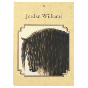 Friesian Draught Horse Yellow Clipboard