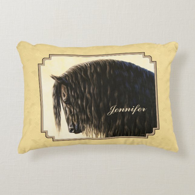 Friesian Draught Horse Yellow Decorative Cushion (Front)