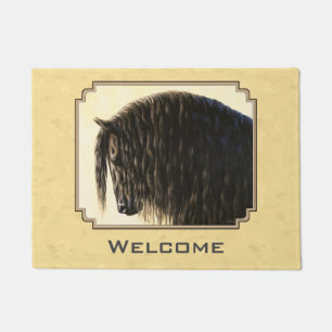 Friesian Draught Horse Yellow Doormat