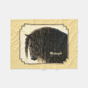Friesian Draught Horse Yellow Fleece Blanket