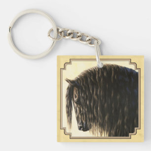 Friesian Draught Horse Yellow Key Ring