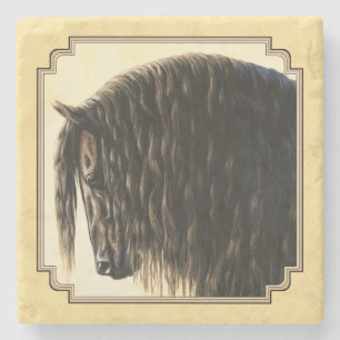 Friesian Draught Horse Yellow Stone Coaster