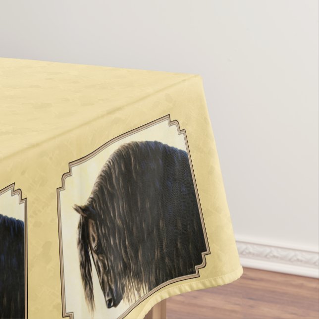Friesian Draught Horse Yellow Tablecloth (In Situ)