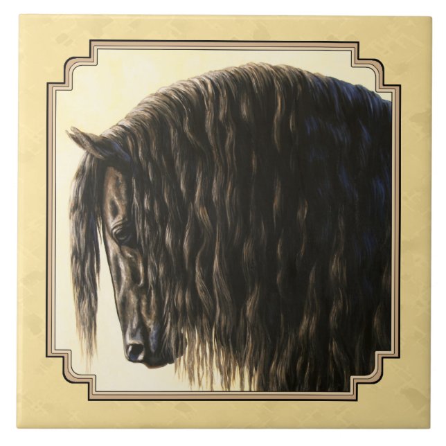 Friesian Draught Horse Yellow Tile (Front)