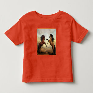 Friesian Draught Horses in a rocky mountain valley Toddler T-Shirt
