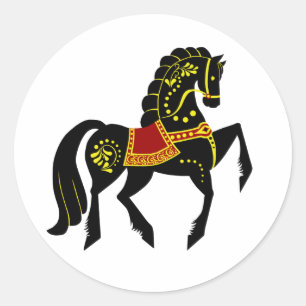 Friesian Folk black stallion/black beauty, Classic Round Sticker