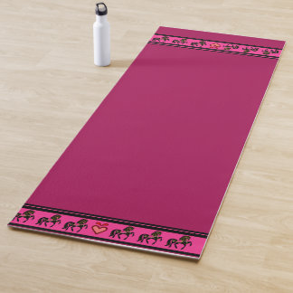 Friesian Folk horse, black stallion, pink Yoga Mat