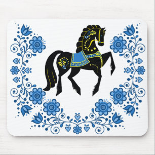 Friesian Folk horse blue/gold/black stallion Mouse Mat