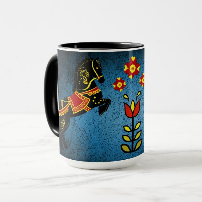 Friesian/Frisian Folk black stallion/blue Mug (Front Left)