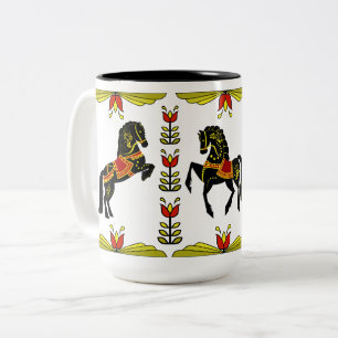 Friesian/Frisian Folk black stallion, chose colour Two-Tone Coffee Mug