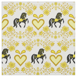 Friesian/Frisian Folk horse gold/black 4" Fabric