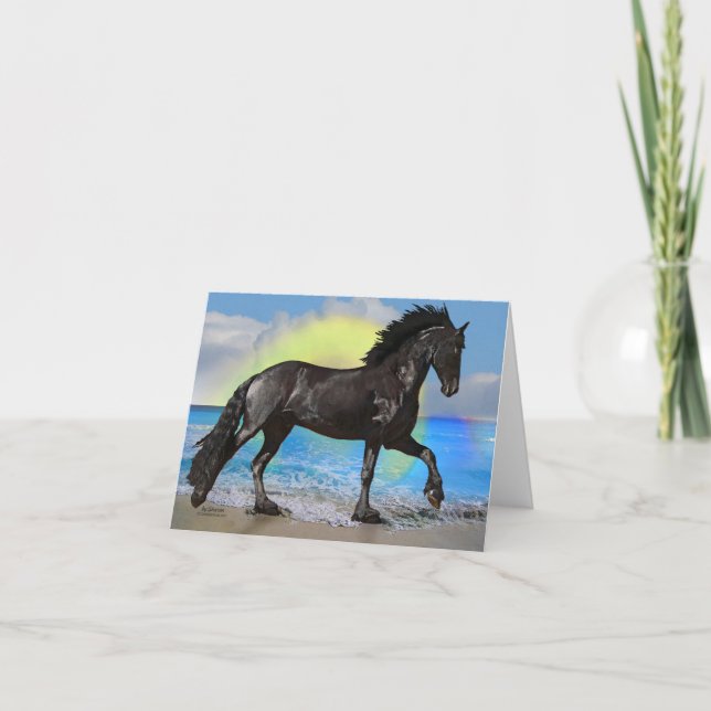 Friesian Horse Beach Card (Front)
