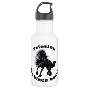 Friesian horse, black beauty stallion 532 ml water bottle
