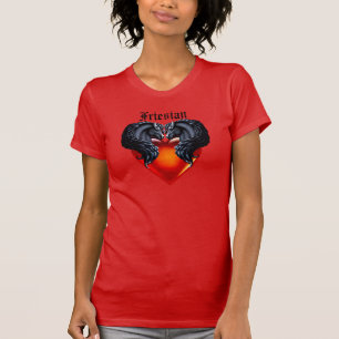 Friesian horse/black Frisian stallion/red heart T-Shirt