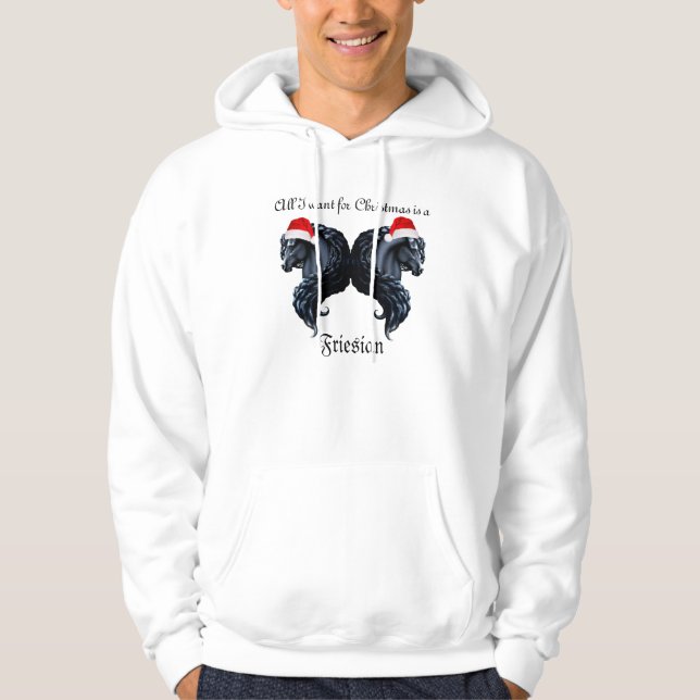 Friesian horse, black stallion beauty hoodie (Front)