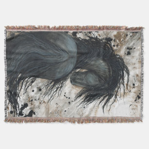 Friesian Horse by Bihrle Throw Blanket