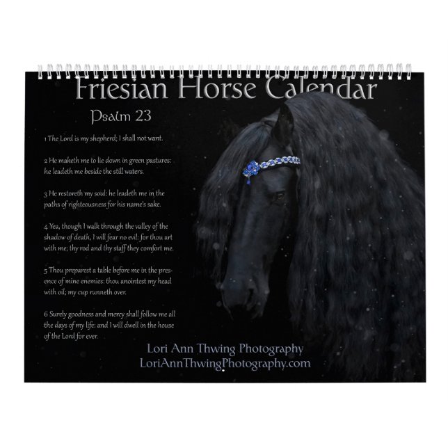 Friesian Horse Calendar Psalm 23 (Cover)