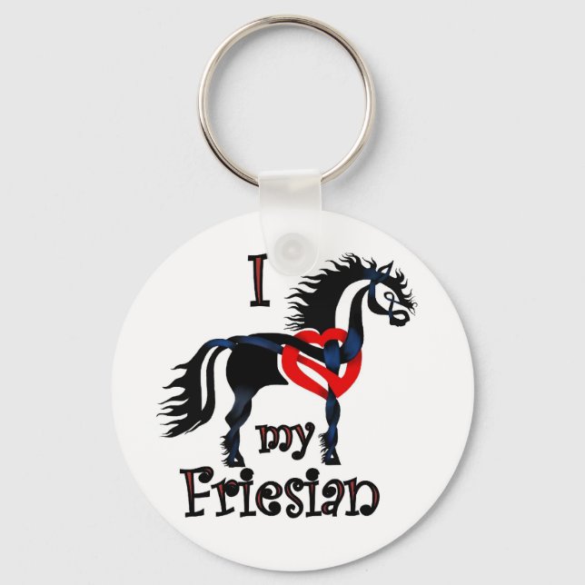 friesian horse, celtic design key ring (Front)