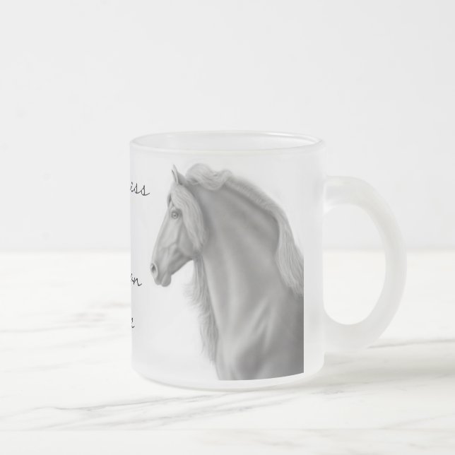 Friesian Horse Frosted Glass Mug (Right)