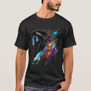 Friesian Horse Paint Splatter Exotic Horse  Splatt T-Shirt