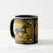 Friesian horse, silhouette/gold/black/black mug