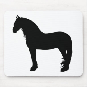Friesian horse silhouette standing, stallion - png mouse mat