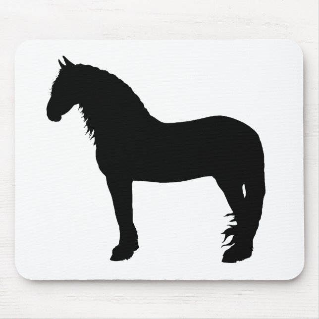 Friesian horse silhouette standing, stallion - png mouse mat (Front)