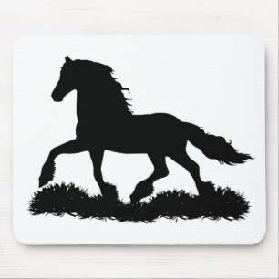 Friesian horse silhouette trotting, stallion - png mouse mat