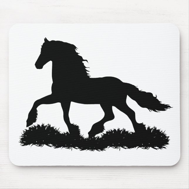Friesian horse silhouette trotting, stallion - png mouse mat (Front)