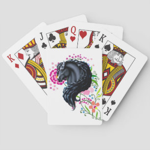 Friesian horse, the black beauty stallion playing cards