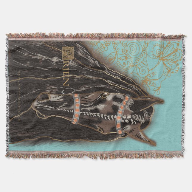 Friesian Horse - Throw Blanket (Front)