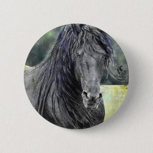 Friesian Stallion 6 Cm Round Badge