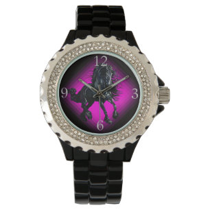 Friesian stallion black beauty horse watch