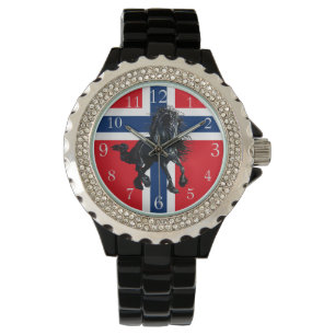 Friesian stallion black  horse Norway flag Watch