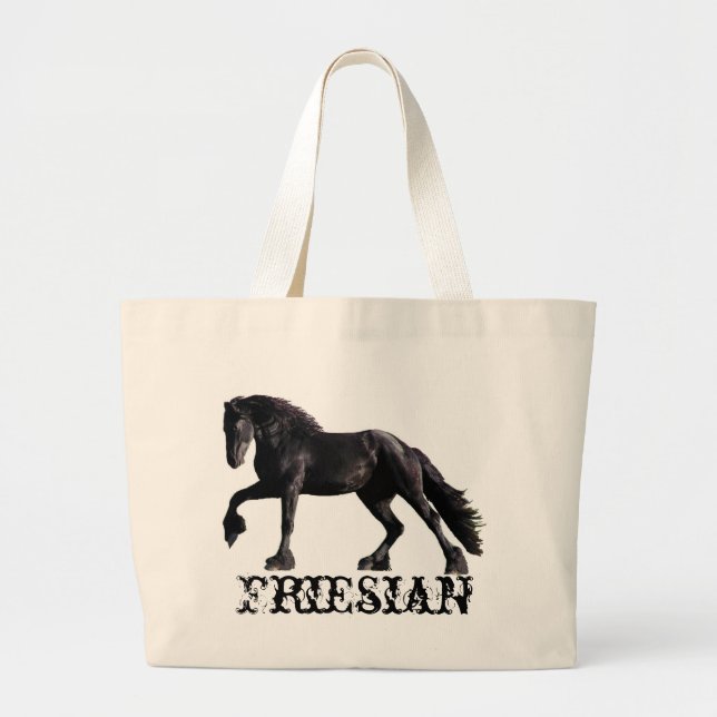 Friesian Stallion Large Tote Bag (Front)