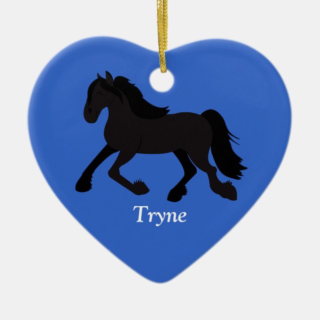 FRIESIAN WARMBLOOD DUTCH HORSE Custom Ornament (Front)