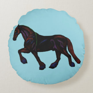 Friesian with rainbow highlights  round cushion