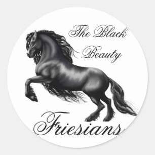 Friesians, black letter classic round sticker