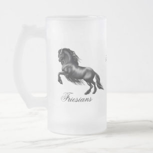 Friesians, black letter frosted glass beer mug