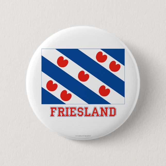 Friesland Flag with name 6 Cm Round Badge (Front)