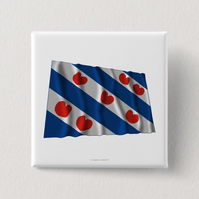 Friesland Waving Flag 15 Cm Square Badge (Front)