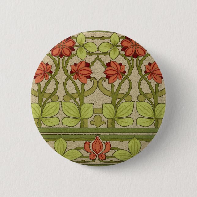 Frieze Border Art Nouveau Floral 6 Cm Round Badge (Front)
