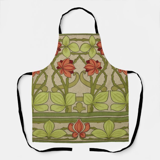 Frieze Border Art Nouveau Floral Apron (Front)