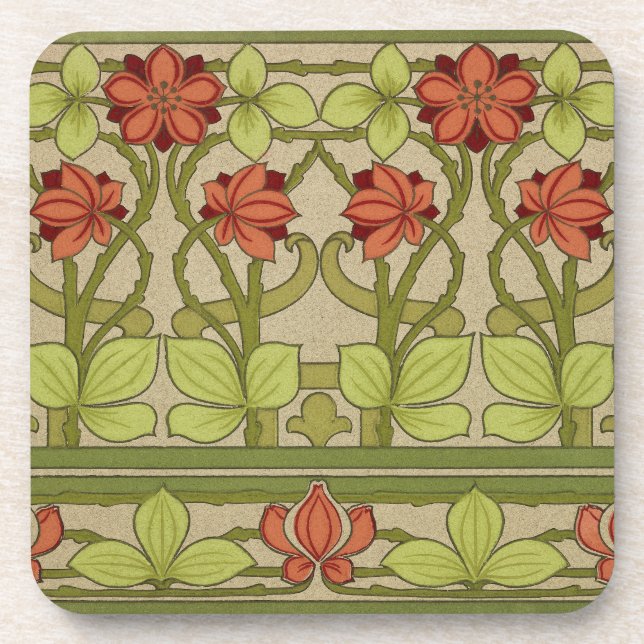 Frieze Border Art Nouveau Floral Coaster (Front)