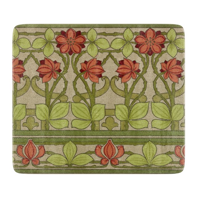 Frieze Border Art Nouveau Floral Cutting Board (Front)