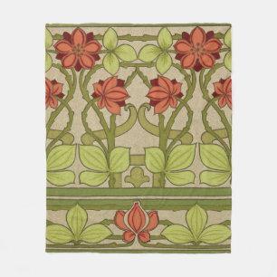 Frieze Border Art Nouveau Floral Fleece Blanket