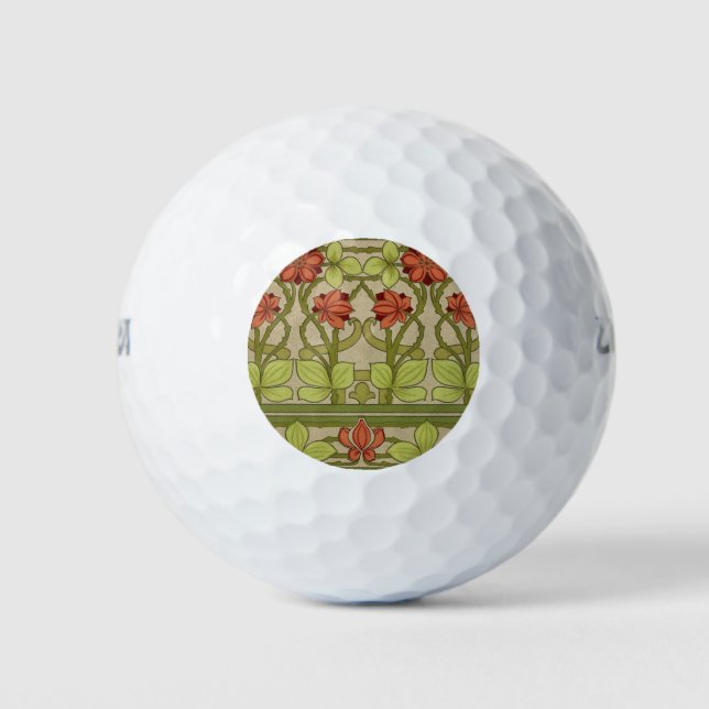 Frieze Border Art Nouveau Floral Golf Balls (Front)